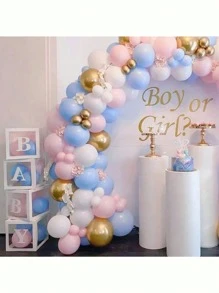 Set da 147 pezzi di palloncini in lattice rosa macaron, blu, bianco e oro per decorazioni di compleanni, matrimoni, baby shower, feste