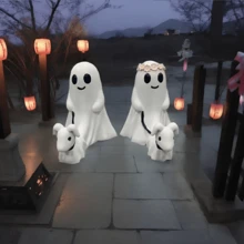 1 pieza Estatua de perro fantasma caminando, decoración del hogar creativa, accesorio para fiesta de Halloween o casa encantada