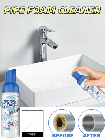 Jue-Fish Pulitore in schiuma per tubi; Pulizia tubi; Spray detergente; Detergente per fognature di bagno, cucina, toilette e lavandino; Detergente per rimozione di odori di lavandino e scarichi domestici