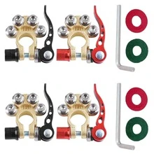 1 套电池端子夹连接器，便携式 4 路汽车电池端子夹，适用于汽车、卡车和卡车的 4 路电池端子