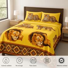Juego De Sabanas completo Polar Termica Ultra Suave Diseño Estampado Varios Modelos Sabanas De Invierno para Cama Individual Matrimonail Queen y King Size - Felinos - Ver 4