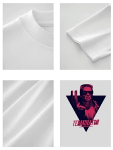 Plus Size Men's TShirt, Retro SciFi Robot Graphic Tee,  Cyberpunk Style,  Large And Comfortable Fit,  Summer Casual Wear - White - View 4