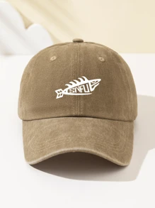 1 Stück Damen ausgewaschene SNFU Fisch Muster Mode Softtouch Baseballkappe, personalisiertes minimalistisches Design, verstellbarer Umfang, atmungsaktiver Sonnenhut, Geschenk für Feiertage, Studenten, Outdoor-Sport, Camping, Reisen