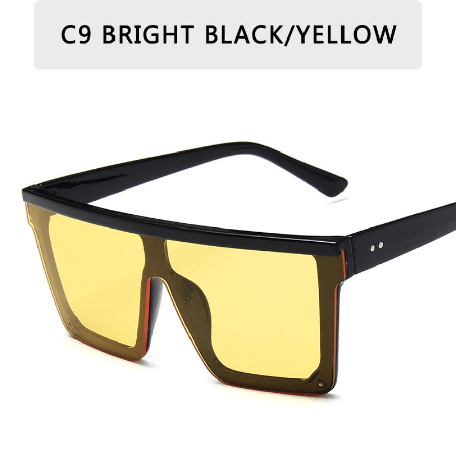 Vintage Male Sunglasses Men Brand Black Square Shades UV400 Gradient Sun Glasses For Women Cool One Piece Designer Gafas De Sol - C9_粉紅色 - 查看 1