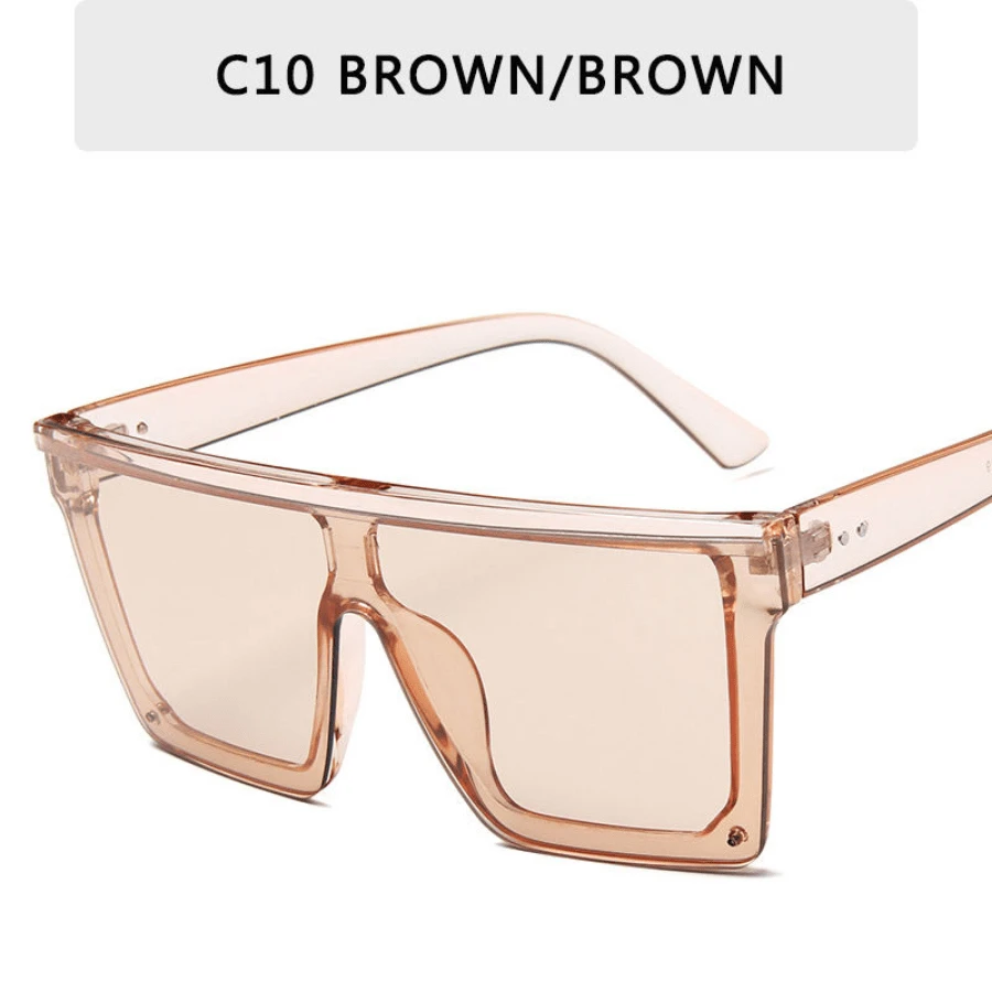 Vintage Male Sunglasses Men Brand Black Square Shades UV400 Gradient Sun Glasses For Women Cool One Piece Designer Gafas De Sol - C10_銀色 - 查看 1