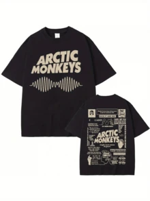 Rock Indie Band T-Shirt Shirt Blouse Unisex Men Women 100% Cotton Top Premium Street Wear New Release Immediate Shipping Various Colors!! Plus Size - 黑色 - 查看 1