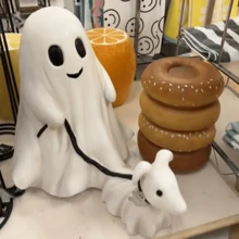 1 pieza Estatua de perro fantasma caminando, decoración del hogar creativa, accesorio para fiesta de Halloween o casa encantada