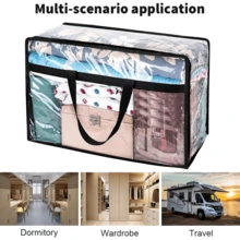 Large PVC Clothes Storage Bags Zipped Organizer Wardrobe Closet Box Bedding Duvet Storage - Clear - View 2