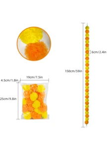 1pc Marigold Garland For Artificial Marigold Flowers For Christmas, Party Wreath, Artificial Flower Wreath, Wedding Decoration, Festival Decor, Spring Shrub Floral, Halloween/Thanksgiving/Fall Decoration Rama Decoration, Valentine's Day, Gift Home Decor Halloween Decor Room Decor - Multicolor - View 14