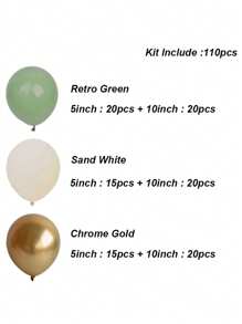 110 pezzi/Set Palloncini retrò verde sabbia e oro bianco, adatti per decorazioni di feste di compleanno, matrimoni, baby shower, San Valentino, vacanze e feste