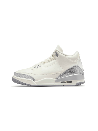 Jordan Air  3 Men's Sneakers Sail Upper With Glossy Cement Grey Elephant Print And Metallic Silver Midsole, Modern Twist On Classic '88 Design, Style Code CK9246-100