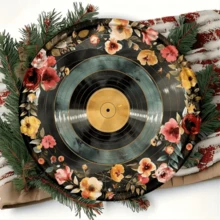 2D Flat Vintage Metal Wall Art Sign - 8x8 Inch Round Black Vinyl Record Floral Design, Retro Home Decor For Kitchen, Bedroom, Office & Holiday, Ideal Gift For Music Lovers, Durable Wall Art, Easy To Hang, Random 2D Flat Print Style - Multicolor - View 11