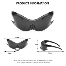 Luxury Brand Sports Punk Y2K Sunglasses Women Men Unique Goggle One Piece Sun Glasses For Male Cycling Hip Hop Shades UV400 - A_黑色 - 查看 3