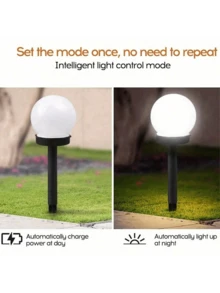 3 件装户外太阳能灯冷白光 LED 太阳能防水球形灯太阳能球形庭院灯、太阳能草坪灯、户外球形庭院灯，适用于花园、草坪、小路、人行道户外防水装饰太阳能球灯路灯落地灯、庭院灯、花园装饰灯；草坪和道路照明，防水，（白光） - 白光 - 查看 5