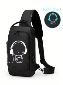 Herren Messenger Tasche mit Oxfordgewebe und leuchtend im Dunkeln bedrucktem Design, mit Passwortschloss - Modische Motorrad Umhängetasche mit Handyfach, Reißverschluss für den täglichen Gebrauch, Motorrad Tasche - Diebstahlsichere Business Umhängetasche für die Brust - Lässige Sport Reise Umhängetasche, verstellbarer Riemen, mehrere Taschen als Hüfttasche, geeignet für Ausflüge, Hochzeiten, Ostern, perfektes Geschenk für Vater, Ehemann, Freund und Lehrer - Verschiedenfarbig - Übersicht 13