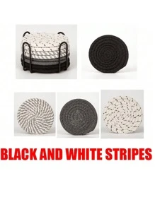 16pcs/8 Pcs Minimalist Table Woven Coasters, Drink Coasters With Holder,Kitchen Table Heat-Resistant Coasters And Thick Insulation Pads,4 Colors Absorbent Coaster Set For Home Decor Tabletop Protection Suitable For Kinds Of Cups, 4.3 Inches Christmas For Holiday Gift Giving