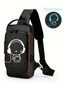 Herren Messenger Tasche mit Oxfordgewebe und leuchtend im Dunkeln bedrucktem Design, mit Passwortschloss - Modische Motorrad Umhängetasche mit Handyfach, Reißverschluss für den täglichen Gebrauch, Motorrad Tasche - Diebstahlsichere Business Umhängetasche für die Brust - Lässige Sport Reise Umhängetasche, verstellbarer Riemen, mehrere Taschen als Hüfttasche, geeignet für Ausflüge, Hochzeiten, Ostern, perfektes Geschenk für Vater, Ehemann, Freund und Lehrer - Verschiedenfarbig - Übersicht 16