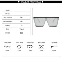 Vintage Male Sunglasses Men Brand Black Square Shades UV400 Gradient Sun Glasses For Women Cool One Piece Designer Gafas De Sol - C7_黑色 - 查看 2