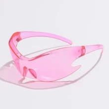 Luxury Brand Sports Punk Y2K Sunglasses Women Men Unique Goggle One Piece Sun Glasses For Male Cycling Hip Hop Shades UV400 - B_粉紅色 - 查看 2