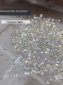 200pcs/100pcs/50pcs Mini Diamond Shaped Edged Zirconia Manicure Decorations, White & Pink Flat Bottom Sparkling Wheat Ear Nail Diamonds