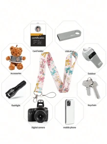 1 buc Șnur de telefon mobil cu model de fundă roz cireșe, panglică lungă, multicolor, potrivit pentru șnururi de telefon, console de jocuri, șnururi pentru camere foto, șnururi pentru documente, permise de acces, carduri de transport, permise de muncă, certificate pentru locații, concerte, petreceri cocktail etc. Ideal pentru iubiți, iubite, membri ai familiei, medici, asistente medicale, cadouri de petrecere, decorațiuni pentru telefoane mobile, cadouri de Crăciun și multe altele. Rucsac pentru accesorii școlare și mașini, model gotic drăguț Y2K.