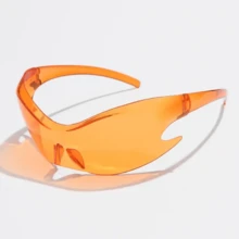 Luxury Brand Sports Punk Y2K Sunglasses Women Men Unique Goggle One Piece Sun Glasses For Male Cycling Hip Hop Shades UV400 - E_Orange - 查看 2