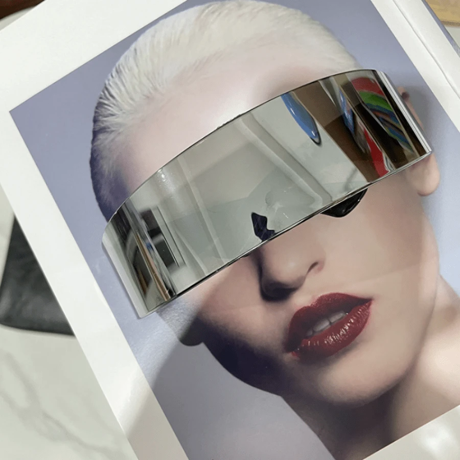 New Future Cyberpunk Sunglasses Retro Rimless Sun Glasses UV400 Mirror Eyewear Vintage Gothic Steampunk Party Gafas De Sol - 如圖_WHITE所示 - 查看 1