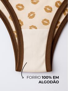 Kit 5 Women's Printed Panties Mid-Rise Microfiber With Cotton Lining Comfortable Everyday - Nhiều màu - Xem 5