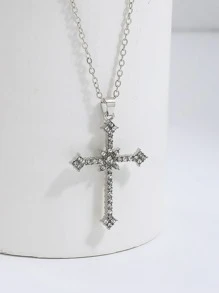1 pièce Collier pendentif en croix polyvalent minimaliste, accessoire de bijoux mode quotidien unisexe