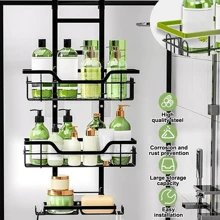 3-Tier Shower Caddy: Anti-Rust, Multifunctional Black Hanging Shower Box With Hooks - Suitable For Storing Shampoo, Shower Gel, And Fragrance Household Products Halloween, Christmas Decorations Back To School Bathroom Accessories
