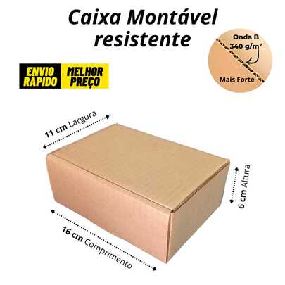 25 Caixas De Papelão Para Envios 16x11x6