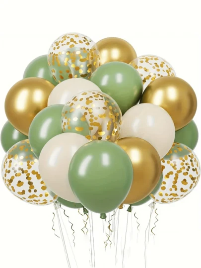 30 件绿色、金色和白色乳胶气球套装，10/12 英寸尺寸，适用于婚礼装饰、订婚仪式、生日派对、家居装饰、舞会装饰和新娘送礼会