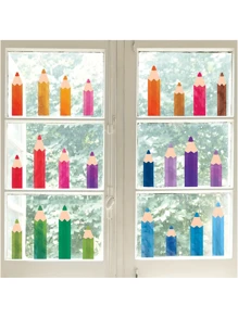 1 Set Watercolor Pencil Decorative Stickers For Classroom/Bedroom Decor, Glass Window, Office Switch Decoration, Scrapbooking, Stationery, School Supplies School Supplies,Back To School