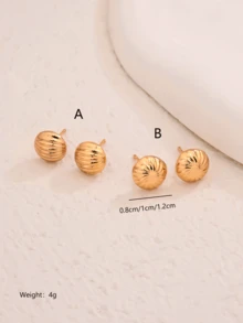 1对简约几何耳环，休闲通勤风格，女士款 - 金黃色 - 查看 5