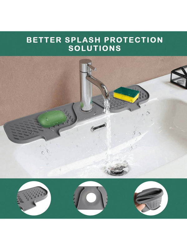 Siliconen kraan spatbescherming, kraan wateropvangmat voor keuken, badkamer, wasruimte, cottage, bar en camper spoelbak spatbescherming, siliconen kraanmat