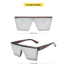Vintage Male Sunglasses Men Brand Black Square Shades UV400 Gradient Sun Glasses For Women Cool One Piece Designer Gafas De Sol - C1_綠色 - 查看 2