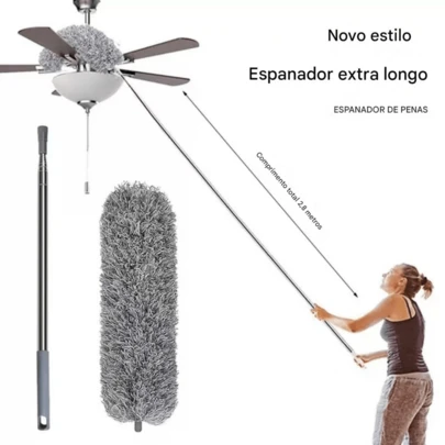 Espanador De Pó Para Limpeza Microfibra Cabo Extensor 2,80m
