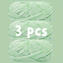 3pcs/Set 6mm Thick Velvet Chenille Yarn, 100% Polyester Fiber Yarn/Soft & Delicate, Suitable For Crochet Knitting Sweaters, Coats, Slippers, Hats And DIY Handicrafts - Multicolor - View 5