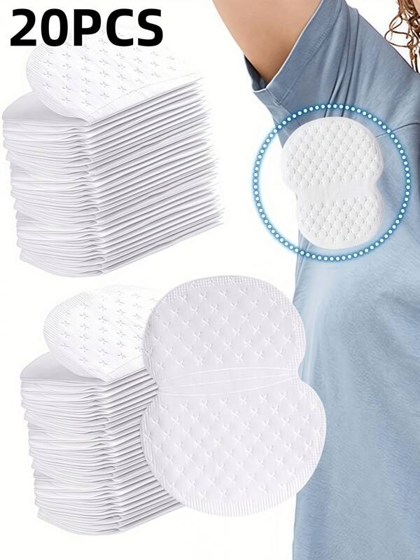 20 pezzi Cuscinetti per sudore ascellare monouso - Cuscinetti invisibili e duraturi per ascelle fresche, traspiranti e ad assorbimento rapido, confortevoli e inodori, adatti sia per uomo che per donna