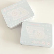 New Metal Rectangular Empty Tin Box, Cartoon High Appearance Horizontal Storage Cat Board, Photo Card Stand, Jewelry Organizer Sticker Storage Desktop Storage Box Stationery, School Supplies,Back To School - Pink - View 3