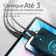 Cabo Carregador Rápido Reforçado 3 em 1 Micro-USB, Tipo C e Lightning