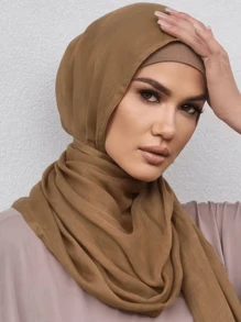 1pc Plus Size 180*90cm Women's Solid Color Breathable Soft Modal Hijab Scarf Headband For Abaya Women Veil