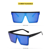 Vintage Male Sunglasses Men Brand Black Square Shades UV400 Gradient Sun Glasses For Women Cool One Piece Designer Gafas De Sol - C6_白色 - 查看 2