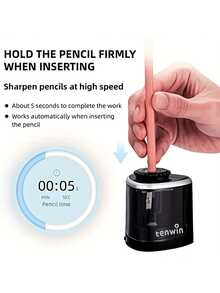 Automatic Electric Pencil Sharpener-Desktop Design For 6-8mm-Perfect For Students And Office Use - màu đen - Xem 3