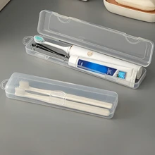 1set Travel Portable Transparent Toothbrush Box Electric Toothbrush Breathable Long Clause Flip Cover Storage Box