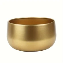 1pc Golden Metal Vase With Drainage Hole, Golden Plant Pot, Modern Decorative Planter For Indoor/Outdoor Decor, Perfect For Wedding Decor, Room Decor, Home Decor And Garden Decorations