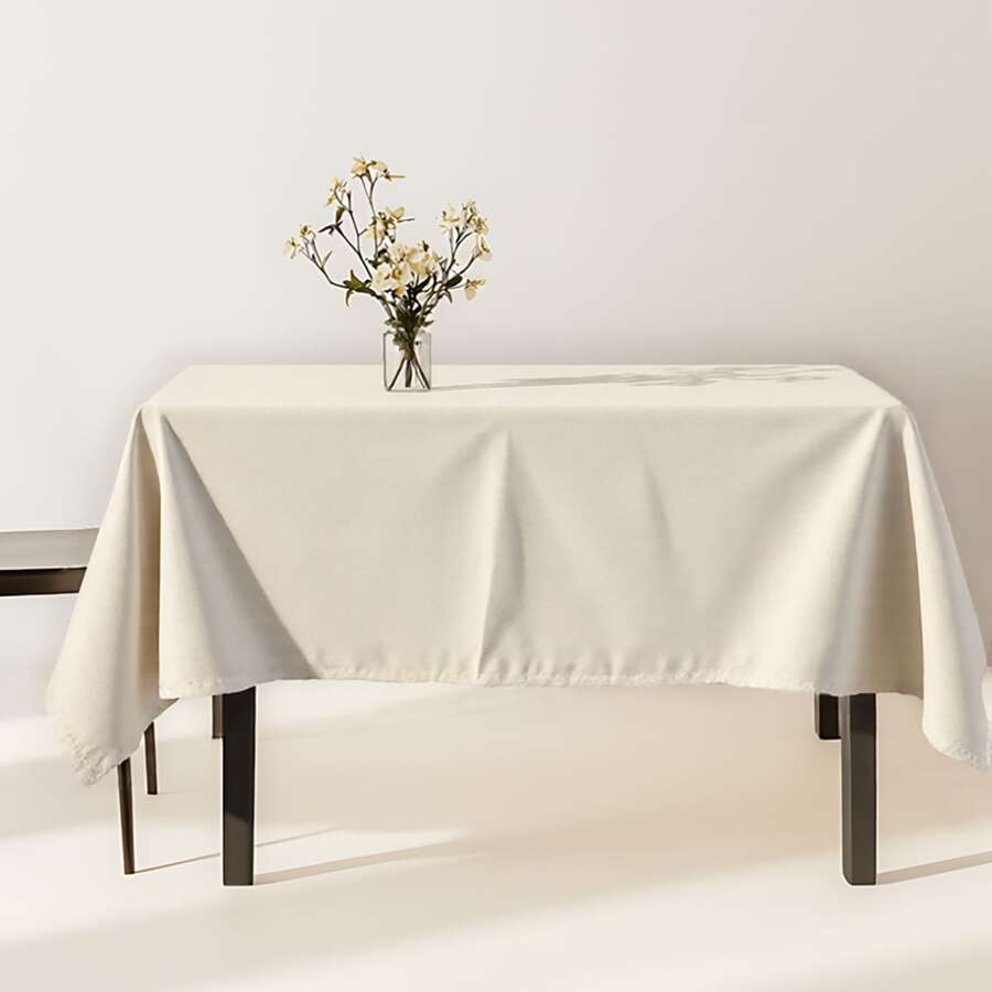 Thick Linen Tablecloth, With Oil-Proof & Stain-Proof Features. Solid Color, Minimalist Design, Suitable For Decoration Of Dining Table/Coffee Table.