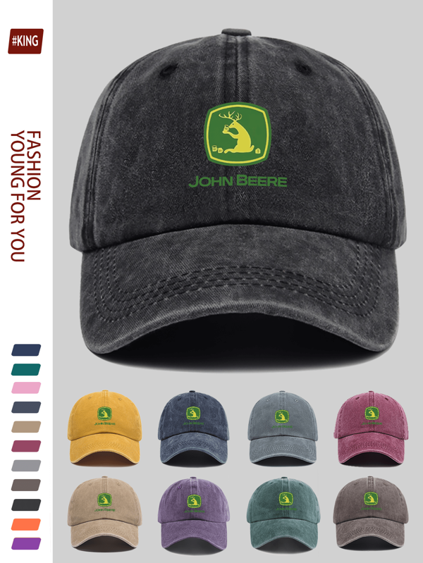 1 pieza Gorra de béisbol retro de camionero para papá, con diseño de dibujos animados "JOHN BEERE" y estampado de ciervos, gorra ajustable unisex para monopatín, diseño de visera curvada transpirable, apropiada para uso casual, playa, senderismo, fiestas, regalos de cumpleaños y fiestas para adultos (artículo de moda compartido familiar)