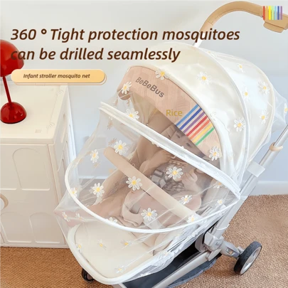 Universal Baby Stroller Mosquito Net, Full Coverage Pushchair Anti-Mosquito Cover, Infant Pram Sun Shade Mesh