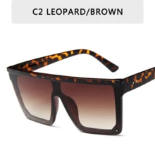 Vintage Male Sunglasses Men Brand Black Square Shades UV400 Gradient Sun Glasses For Women Cool One Piece Designer Gafas De Sol - C2_紅色 - 查看 1